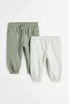 2 пары джоггеров из хлопкового джерси H&amp;M, светло-зеленый