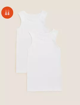 2 пары футболок из смесового хлопка (2–14 лет) Marks & Spencer, белый