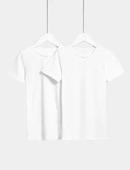 2 пары футболок из смесового хлопка (2–14 лет) Marks & Spencer, белый