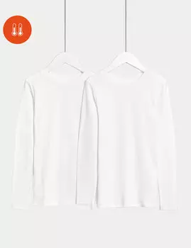 2 пары футболок из смесового хлопка (2–14 лет) Marks & Spencer, белый