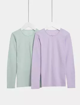 2 пары футболок из смесового хлопка (2–14 лет) Marks & Spencer, мятный микс