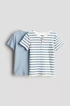 2 пары футболок на пуговицах H&M, голубой