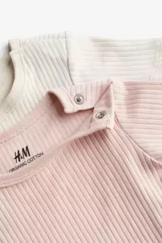 2 пары футболок в рубчик H&M, бежевый