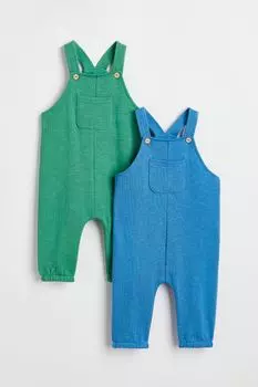 2 пары хлопкового комбинезона H&amp;M, ярко-синий/зеленый