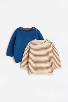 2 пары хлопкового свитера H&amp;M, синий/полосатый