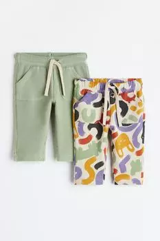 2 пары хлопковых джоггеров H&amp;M, светло-бежевый/узор