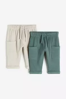 2 пары хлопковых джоггеров H&M, бежевый