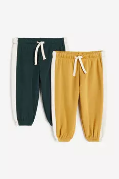 2 пары хлопковых джоггеров H&M, зеленый