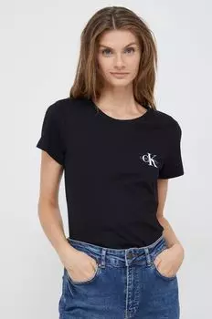 2 пары хлопковых футболок Calvin Klein Jeans, черный