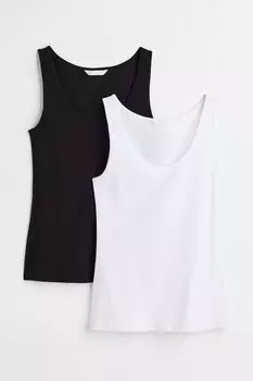 2 пары хлопковых футболок H&amp;M, черно-белый