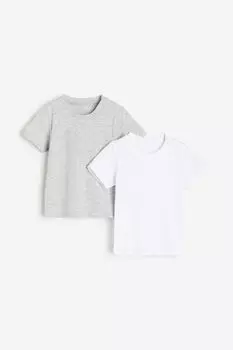 2 пары хлопковых футболок H&M, серый
