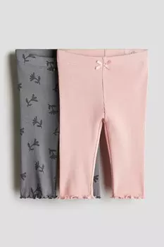 2 пары хлопковых леггинсов в рубчик H&M, мультиколор