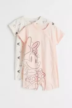 2 пары хлопковых пижам H&amp;M, светло-розовый/минни маус