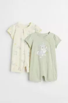 2 пары хлопковых пижам H&M, светло-зеленый/тампер