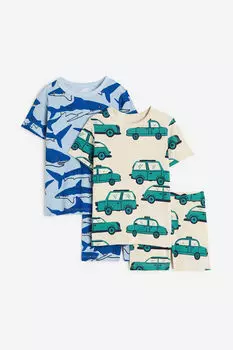 2 пары хлопковых пижам H&M, синий