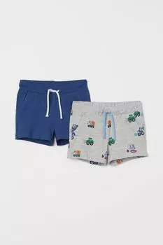 2 пары хлопковых шорт H&amp;M, синий/экскаваторы