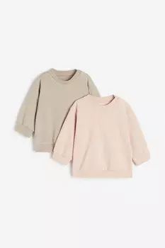 2 пары хлопковых толстовок H&M, бежевый