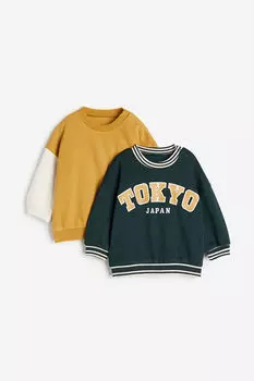 2 пары хлопковых толстовок H&M, зеленый