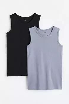 2 пары хлопковых топов-жилетов H&M, синий