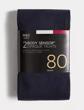 2 пары колготок Body Sensor плотностью 80 ден Marks & Spencer, темно-синий