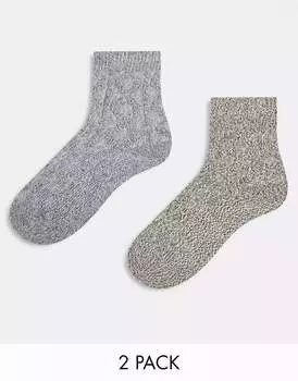 2 пары массивных носков овсяного цвета и цвета хаки Topshop