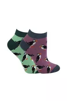 2 пары мягких дышащих бамбуковых носков с милым животным рисунком Miss Sparrow, фиолетовый