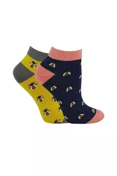 2 пары мягких дышащих бамбуковых носков с милым животным рисунком Miss Sparrow, синий