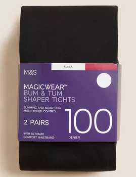 2 пары непрозрачных колготок Magicwear плотностью 100 ден Marks & Spencer, черный