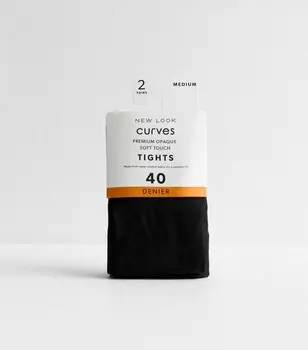 2 Пары непрозрачных колготок премиум-класса Curves Soft Touch плотностью 40 ден New Look, черный