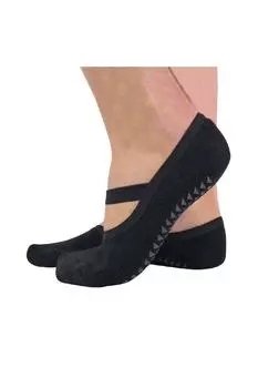 2 пары невидимых носков для йоги для пилатеса с нескользящей ручкой и ремнями Sock Snob, черный