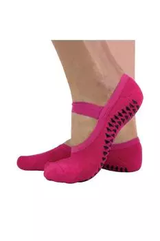 2 пары невидимых носков для йоги для пилатеса с нескользящей ручкой и ремнями Sock Snob, розовый