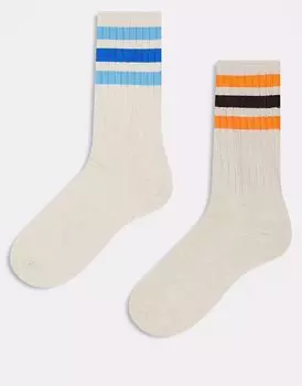 2 пары носков Adidas Originals в рубчик, разноцветные