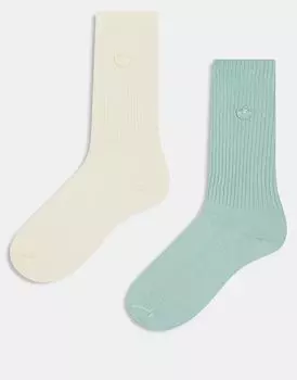 2 пары носков белого и зеленого цвета adidas Originals