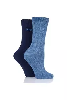 2 пары носков из бамбука в рубчик ELLE, синий
