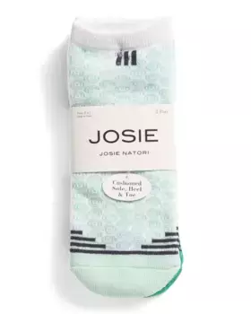 2 пары носков-невидимок с полуподушками в полоску с геометрическим узором Natori, белый/темно-синий