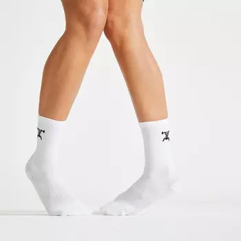 2 пары носков средней высоты для фитнеса и кардио DOMYOS, черно-белый