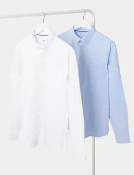 2 пары оксфордских рубашек из чистого хлопка Easy Iron Marks & Spencer