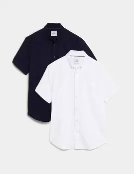2 пары оксфордских рубашек из чистого хлопка Marks & Spencer