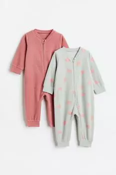 2 пары пижам из флиса H&amp;M, светло-серый/сердца