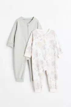 2 пары пижам из хлопка с рисунком H&amp;M, белый/розы