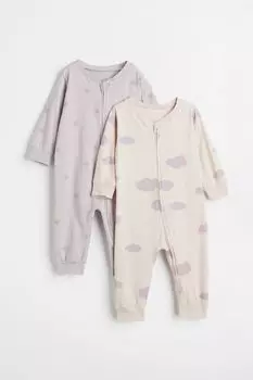 2 пары пижам из хлопка с рисунком H&amp;M, светло-бежевый/облака