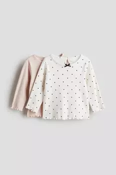 2 пары рубашек из джерси в рубчик H&M, розовый