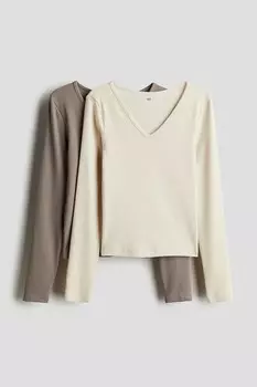 2 пары рубашек с длинными рукавами в рубчик H&M, серый