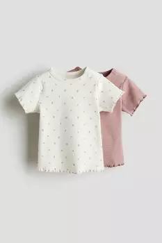 2 пары рубашек в рубчик H&M, розовый