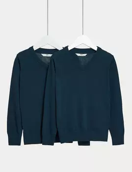 Комплект школьных джемперов Marks & Spencer, 2 предмета, темно-синий
