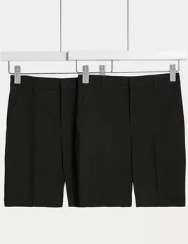 2 пары школьных шорт стандартного кроя для мальчиков (2–14 лет) Marks & Spencer, черный