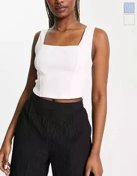 2 пары сине-белых корсетных топов без рукавов со швами Miss Selfridge