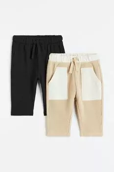 2 пары спортивных штанов H&amp;M, бежевый/черный