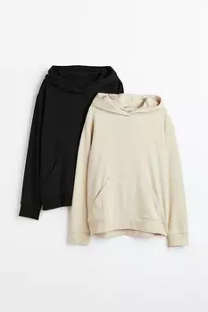 2 пары толстовки с капюшоном H&amp;M, черный/светло-бежевый