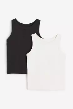 2 пары топов в рубчик H&M, черный